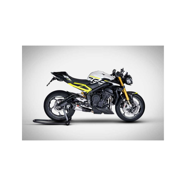 LIGNE COMPLETE ZARD TRIUMPH STREET TRIPLE 765 2023 - Version : racing, Options : noir, Matière : titane, Embout : embout carbone