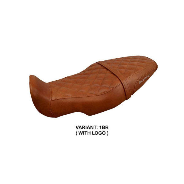 HOUSSE DE SELLE COMPATIBLE BENELLI LEONCINO 800 22-23 MODÈLE CAMBERRA - Logo : AVEC LOGO, Couleur : MARRON FONCE, Type : STANDARD