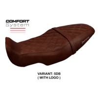 HOUSSE DE SELLE COMPATIBLE BENELLI LEONCINO 800 22-23 MODÈLE CAMBERRA - Type : STANDARD, Logo : AVEC LOGO, Couleur : MARRON FONCE
