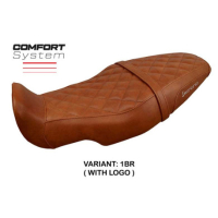 HOUSSE DE SELLE COMPATIBLE BENELLI LEONCINO 800 22-23 MODÈLE CAMBERRA - Logo : AVEC LOGO, Couleur : MARRON FONCE, Type : STANDARD