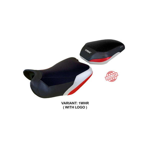 HOUSSE DE SELLE COMPATIBLE BENELLI TRK 702 MODÈLE TAISHA - Logo : AVEC LOGO, Couleur : GRIS JAUNE, Type : STANDARD