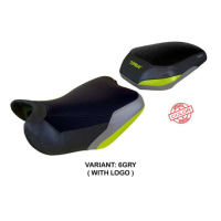 HOUSSE DE SELLE COMPATIBLE BENELLI TRK 702 MODÈLE TAISHA - Logo : AVEC LOGO, Couleur : GRIS JAUNE, Type : STANDARD