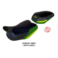 HOUSSE DE SELLE COMPATIBLE BENELLI TRK 702 MODÈLE TAISHA - Logo : AVEC LOGO, Couleur : GRIS JAUNE, Type : STANDARD