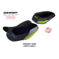 HOUSSE DE SELLE COMPATIBLE BENELLI TRK 702 MODÈLE TAISHA - Logo : AVEC LOGO, Couleur : GRIS JAUNE, Type : STANDARD