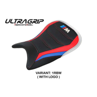 HOUSSE DE SELLE COMPATIBLE BMW M 1000 R 22-23 MODÈLE NERJA - Logo : AVEC LOGO, Type : ULTRAGRIP, Couleur : ROUGE BLANC BLEU