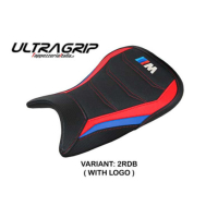 HOUSSE DE SELLE COMPATIBLE BMW M 1000 RR 22-23 MODÈLE JENA - Logo : AVEC LOGO, Couleur : ROUGE BLANC BLEU, Type : ULTRAGRIP 