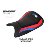 HOUSSE DE SELLE COMPATIBLE BMW M 1000 RR 22-23 MODÈLE JENA - Logo : AVEC LOGO, Type : ULTRAGRIP, Couleur : ROUGE BLANC BLEU