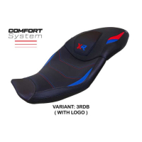 HOUSSE DE SELLE COMPATIBLE BMW S 1000 XR 20-23 MODÈLE DRESDEN - Logo : AVEC LOGO, Couleur : ROUGE-BLEU, Type : STANDARD