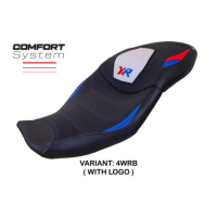 HOUSSE DE SELLE COMPATIBLE BMW S 1000 XR 20-23 MODÈLE DRESDEN - Type : STANDARD, Logo : AVEC LOGO, Couleur : BLANC ROUGE BLEU