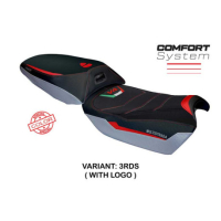 HOUSSE DE SELLE COMPATIBLE DUCATI MULTISTRADA V4 RALLY 2023 MODÈLE JESI - Logo : AVEC LOGO, Couleur : ROUGE ARGENT, Type : STANDARD