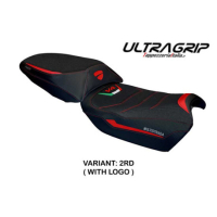 HOUSSE DE SELLE COMPATIBLE DUCATI MULTISTRADA V4 RALLY 2023 MODÈLE ADRIA - Logo : AVEC LOGO, Couleur : ROUGE ARGENT, Type : ULTRAGRIP