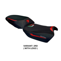 HOUSSE DE SELLE COMPATIBLE DUCATI MULTISTRADA V4 RALLY 2023 MODÈLE ADRIA - Logo : AVEC LOGO, Couleur : ROUGE ARGENT, Type : ULTRAGRIP