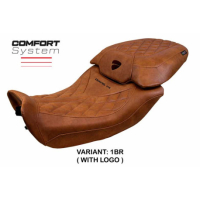 HOUSSE DE SELLE COMPATIBLE DUCATI DIAVEL V4 2023 MODÈLE DIABLO CLASS - Logo : AVEC LOGO, Couleur : MARRON, Type : STANDARD