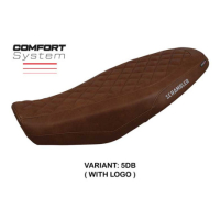 HOUSSE DE SELLE COMPATIBLE DUCATI SCRAMBLER 800 2023 MODÈLE VENICE - Type : STANDARD, Logo : AVEC LOGO, Couleur : MARRON FONCE 