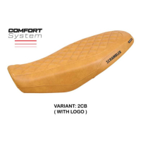 HOUSSE DE SELLE COMPATIBLE DUCATI SCRAMBLER 800 2023 MODÈLE VENICE - Logo : AVEC LOGO, Couleur : CHAMEAU, Type : STANDARD