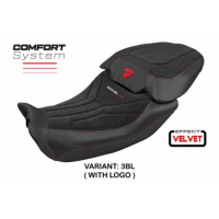 HOUSSE DE SELLE COMPATIBLE DUCATI DIAVEL V4 2023 MODÈLE DIABLO VELVET - Couleur : ROUGE, Type : STANDARD, Logo : AVEC LOGO