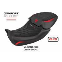 HOUSSE DE SELLE COMPATIBLE DUCATI DIAVEL V4 2023 MODÈLE DIABLO VELVET - Couleur : ROUGE, Type : STANDARD, Logo : AVEC LOGO