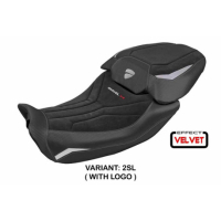 HOUSSE DE SELLE COMPATIBLE DUCATI DIAVEL V4 2023 MODÈLE DIABLO VELVET - Logo : AVEC LOGO, Couleur : ROUGE, Type : STANDARD