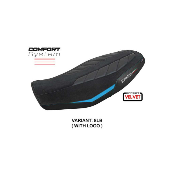 HOUSSE DE SELLE COMPATIBLE DUCATI SCRAMBLER 800 2023 MODÈLE RIMINI - Logo : AVEC LOGO, Couleur : NOIR, Type : STANDARD