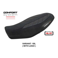 HOUSSE DE SELLE COMPATIBLE DUCATI SCRAMBLER 800 2023 MODÈLE RIMINI - Logo : AVEC LOGO, Couleur : NOIR, Type : STANDARD