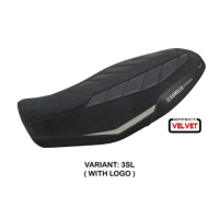 HOUSSE DE SELLE COMPATIBLE DUCATI SCRAMBLER 800 2023 MODÈLE RIMINI - Couleur : NOIR, Type : STANDARD, Logo : AVEC LOGO