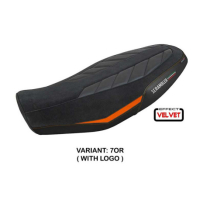 HOUSSE DE SELLE COMPATIBLE DUCATI SCRAMBLER 800 2023 MODÈLE RIMINI - Logo : AVEC LOGO, Couleur : ORANGE, Type : STANDARD