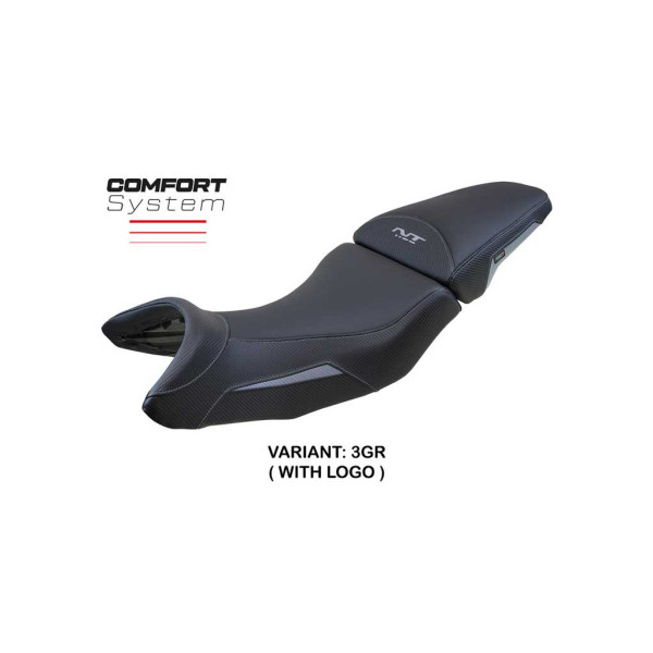 HOUSSE DE SELLE COMPATIBLE HONDA NT 1100 21-23 MODÈLE MIYAGI - Logo : AVEC LOGO, Couleur : GRIS GRIS, Type : STANDARD