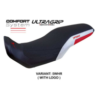 HOUSSE DE SELLE COMPATIBLE HONDA TRANSALP 750 2023 MODÈLE MALMO - Logo : AVEC LOGO, Couleur : ARGENT, Type : ULTRAGRIP 