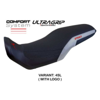 HOUSSE DE SELLE COMPATIBLE HONDA TRANSALP 750 2023 MODÈLE MALMO - Logo : AVEC LOGO, Couleur : ARGENT, Type : ULTRAGRIP