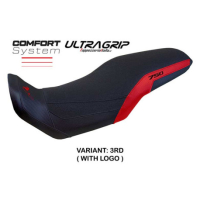 HOUSSE DE SELLE COMPATIBLE HONDA TRANSALP 750 2023 MODÈLE MALMO - Logo : AVEC LOGO, Couleur : ARGENT, Type : ULTRAGRIP