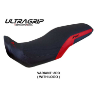 HOUSSE DE SELLE COMPATIBLE HONDA TRANSALP 750 2023 MODÈLE MALMO - Logo : AVEC LOGO, Couleur : ARGENT, Type : ULTRAGRIP