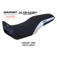 HOUSSE DE SELLE COMPATIBLE HONDA TRANSALP 750 2023 MODÈLE MALMO - Logo : AVEC LOGO, Couleur : BLANC, Type : ULTRAGRIP