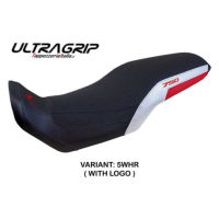 HOUSSE DE SELLE COMPATIBLE HONDA TRANSALP 750 2023 MODÈLE MALMO - Logo : AVEC LOGO, Couleur : BLANC, Type : ULTRAGRIP