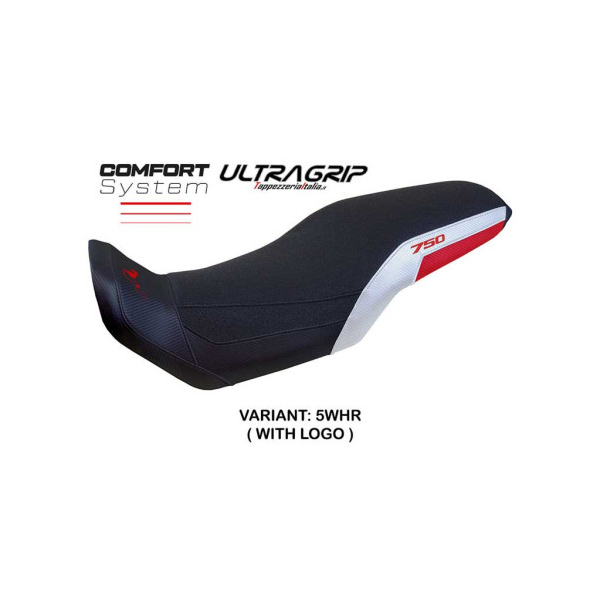 HOUSSE DE SELLE COMPATIBLE HONDA TRANSALP 750 2023 MODÈLE MALMO - Logo : AVEC LOGO, Type : ULTRAGRIP, Couleur : BLANC ROUGE