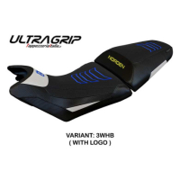 HOUSSE DE SELLE COMPATIBLE HUSQVARNA NORDEN 901 22-23 MODÈLE NORVIK - Logo : AVEC LOGO, Type : ULTRAGRIP, Couleur : BLANC BLEU