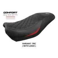 HOUSSE DE SELLE COMPATIBLE HARLEY DAVIDSON STREET 500 / 750 16-21 MODÈLE MIAMI - Logo : AVEC LOGO, Couleur : MARRON FONCE, Type : STANDARD 