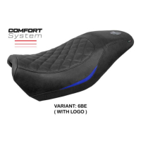 HOUSSE DE SELLE COMPATIBLE HARLEY DAVIDSON STREET 500 / 750 16-21 MODÈLE MIAMI - Logo : AVEC LOGO, Couleur : MARRON FONCE, Type : STANDARD