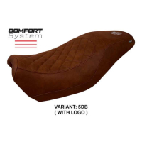 HOUSSE DE SELLE COMPATIBLE HARLEY DAVIDSON STREET 500 / 750 16-21 MODÈLE MIAMI - Logo : AVEC LOGO, Couleur : MARRON FONCE, Type : STANDARD