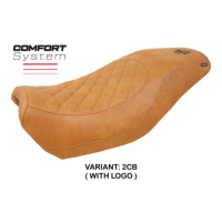 HOUSSE DE SELLE COMPATIBLE HARLEY DAVIDSON STREET 500 / 750 16-21 MODÈLE MIAMI - Logo : AVEC LOGO, Couleur : MARRON FONCE, Type : STANDARD
