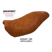 HOUSSE DE SELLE COMPATIBLE HARLEY DAVIDSON STREET 500 / 750 16-21 MODÈLE MIAMI - Logo : AVEC LOGO, Couleur : MARRON FONCE, Type : STANDARD