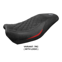 HOUSSE DE SELLE COMPATIBLE HARLEY DAVIDSON STREET 500 / 750 16-21 MODÈLE MIAMI - Logo : AVEC LOGO, Couleur : MARRON FONCE, Type : STANDARD