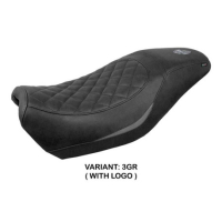 HOUSSE DE SELLE COMPATIBLE HARLEY DAVIDSON STREET 500 / 750 16-21 MODÈLE MIAMI - Logo : AVEC LOGO, Couleur : MARRON FONCE, Type : STANDARD