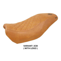 HOUSSE DE SELLE COMPATIBLE HARLEY DAVIDSON STREET 500 / 750 16-21 MODÈLE MIAMI - Type : STANDARD, Logo : AVEC LOGO, Couleur : CHAMEAU