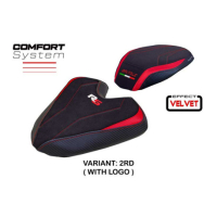 HOUSSE DE SELLE COMPATIBLE MV AGUSTA BRUTALE 1000 RS 21-24 MODÈLE ANKARA VELVET - Logo : AVEC LOGO, Couleur : ARGENT, Type : STANDARD
