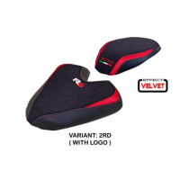 HOUSSE DE SELLE COMPATIBLE MV AGUSTA BRUTALE 1000 RS 21-24 MODÈLE ANKARA VELVET - Type : STANDARD, Logo : AVEC LOGO, Couleur : ARGENT