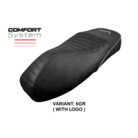 HOUSSE DE SELLE COMPATIBLE VESPA GTS 125/150/300 09-23 MODÈLE PANAREA - Logo : AVEC LOGO, Couleur : CHAMEAU, Type : STANDARD