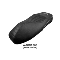 HOUSSE DE SELLE COMPATIBLE VESPA GTS 125/150/300 09-23 MODÈLE PANAREA - Logo : AVEC LOGO, Couleur : CHAMEAU, Type : STANDARD