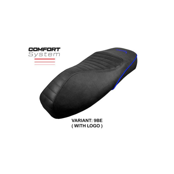 HOUSSE DE SELLE COMPATIBLE VESPA GTS 125/150/300 09-23 MODÈLE PANAREA - Logo : AVEC LOGO, Couleur : GRIS GRIS, Type : STANDARD