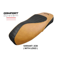 HOUSSE DE SELLE COMPATIBLE VESPA GTS 125/150/300 09-23 MODÈLE ALICUDI - Logo : AVEC LOGO, Couleur : CHAMEAU, Type : STANDARD