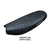 HOUSSE DE SELLE COMPATIBLE TRIUMPH SCRAMBLER 1200 19-23 MODÈLE HULL - Logo : AVEC LOGO, Couleur : CHAMEAU, Type : STANDARD
